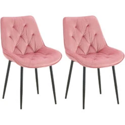 CLP Set Van 2 Eetkamerstoel Wallace Zwart Frame - Fluweel - Roze