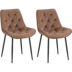 CLP Set Van 2 Eetkamerstoel Wallace Zwart Frame - Fluweel - Bruin
