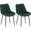 CLP Set Van 2 Eetkamerstoel Wallace Zwart Frame - Fluweel - Groen -Leen Bakker Winkel 1000170891
