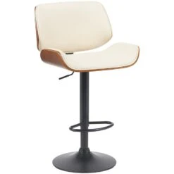 CLP Barkruk Beverley Zwart Frame - Metaal - Walnoot/creme