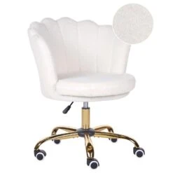 MONTICELLO - Bureaustoel - Wit - Bouclé