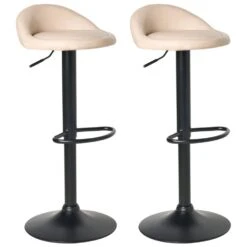 MEEDER - Barkruk Set Van 2 - Lichtbeige - Kunstleer