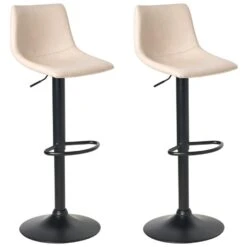 LEBRIJA - Barkruk Set Van 2 - Lichtbeige - Kunstleer