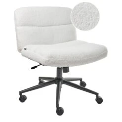 CATLIN - Bureaustoel - Wit - Bouclé