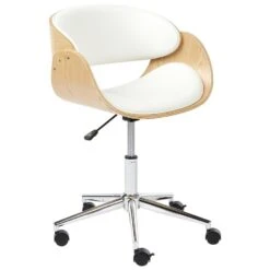 PALATKA - Bureaustoel - Lichthout/Zwart - Kunstleer