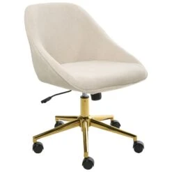 BARDSDALE - Bureaustoel - Lichtbeige - Fluweel