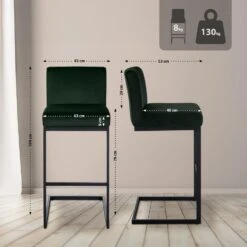 CLP Barkruk Hopewell Zwart Frame - Fluweel - Groen -Leen Bakker Winkel 1001ca93405c446bb71f1975cfaee4a9