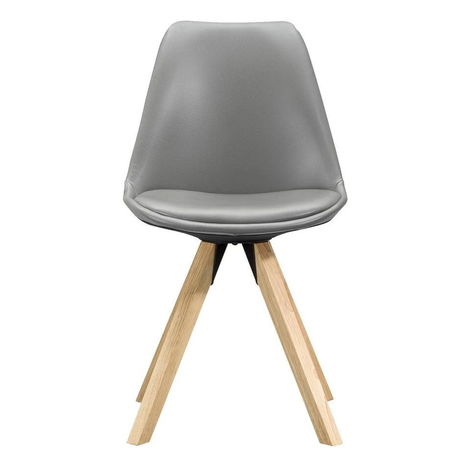 Eetkamerstoel Senja - Lederlook - Donkergrijs - Naturel Hout 3 Eetkamerstoel Senja - Lederlook - Donkergrijs - Naturel Hout