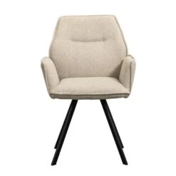 Eetkamerstoel Raffy Met Armleuning - Stof - Zand -Leen Bakker Winkel 10307089 0100