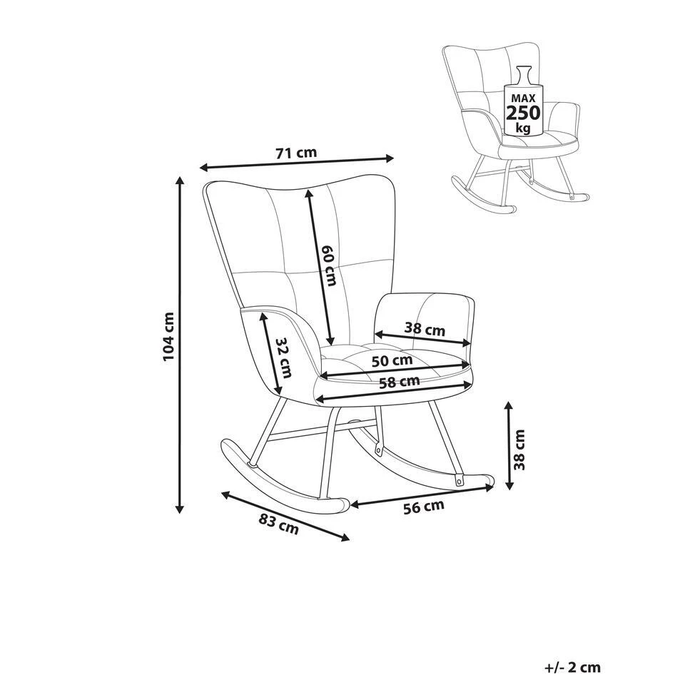 OULU - Schommelstoel - Beige - Polyester 6 OULU - Schommelstoel - Beige - Polyester - Afbeelding 4