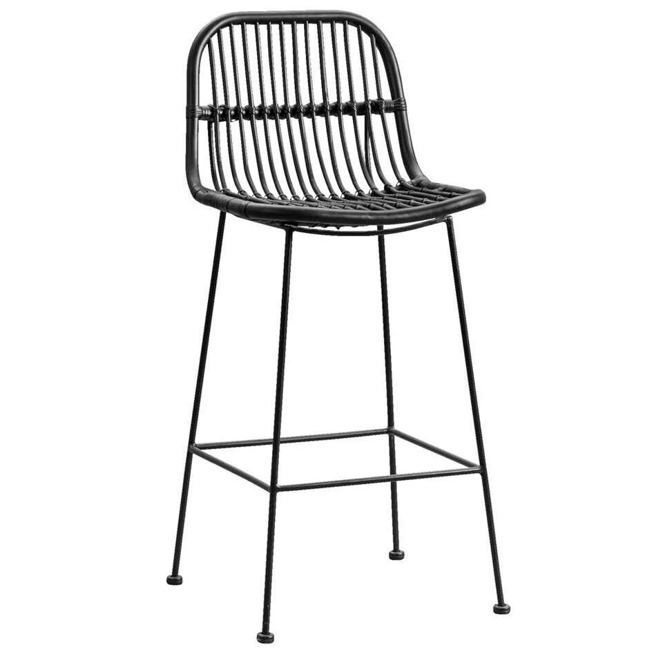 Barkruk Justin - Rotan - Zwart 4 Barkruk Justin - Rotan - Zwart - Afbeelding 2