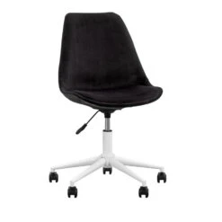 Bureaustoel Senja - Velvet - Zwart - Wit Metaal