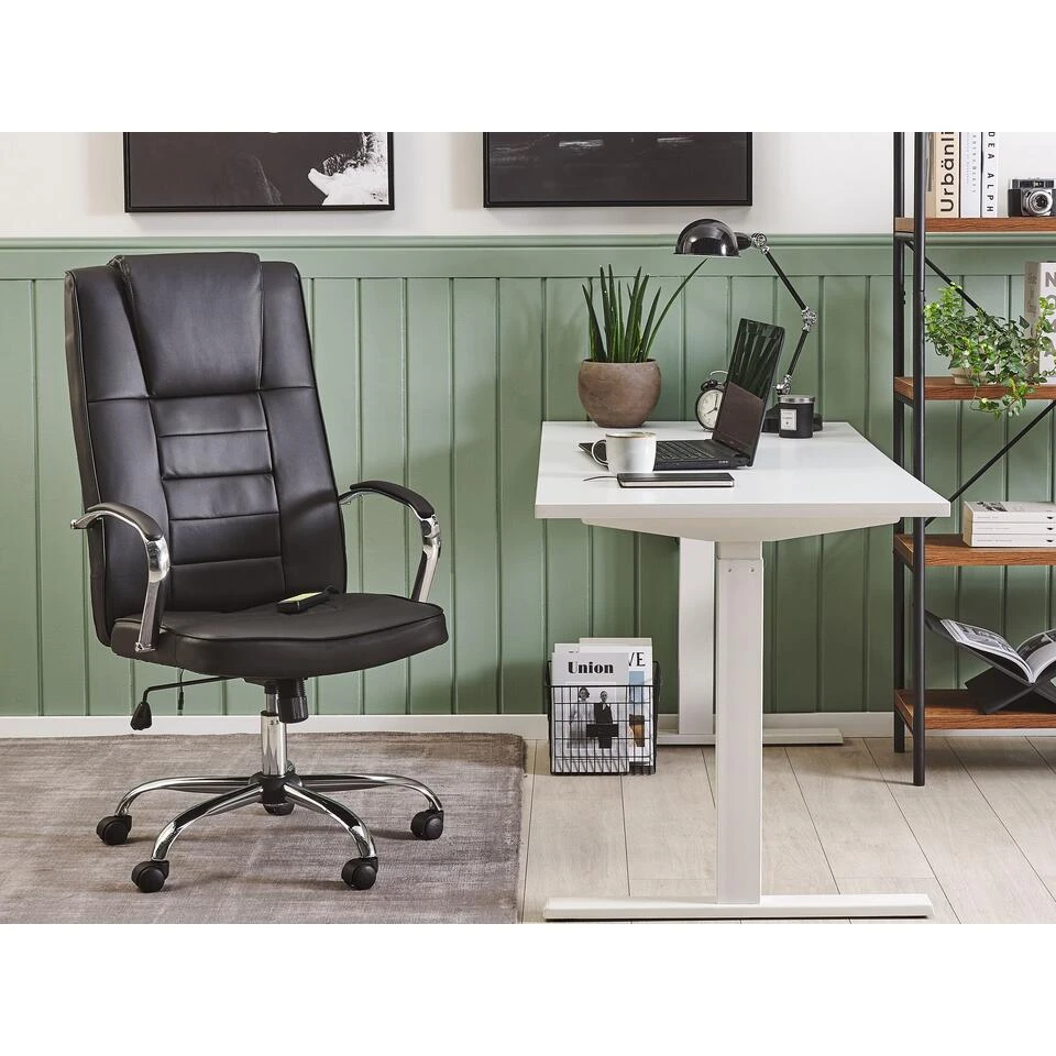 Beliani Bureaustoel GRANDEUR - Zwart Kunstleer 4 Beliani Bureaustoel GRANDEUR - Zwart Kunstleer - Afbeelding 2
