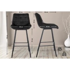 CLP Barkruk Weston Zwart Frame - Fluweel - Zwart -Leen Bakker Winkel 126cbffc53974b17b5f8e85b72c730ee