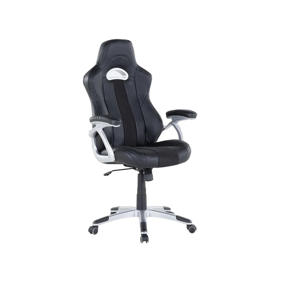 Beliani Bureaustoel ADVENTURE - Zwart Kunstleer 3 Beliani Bureaustoel ADVENTURE - Zwart Kunstleer