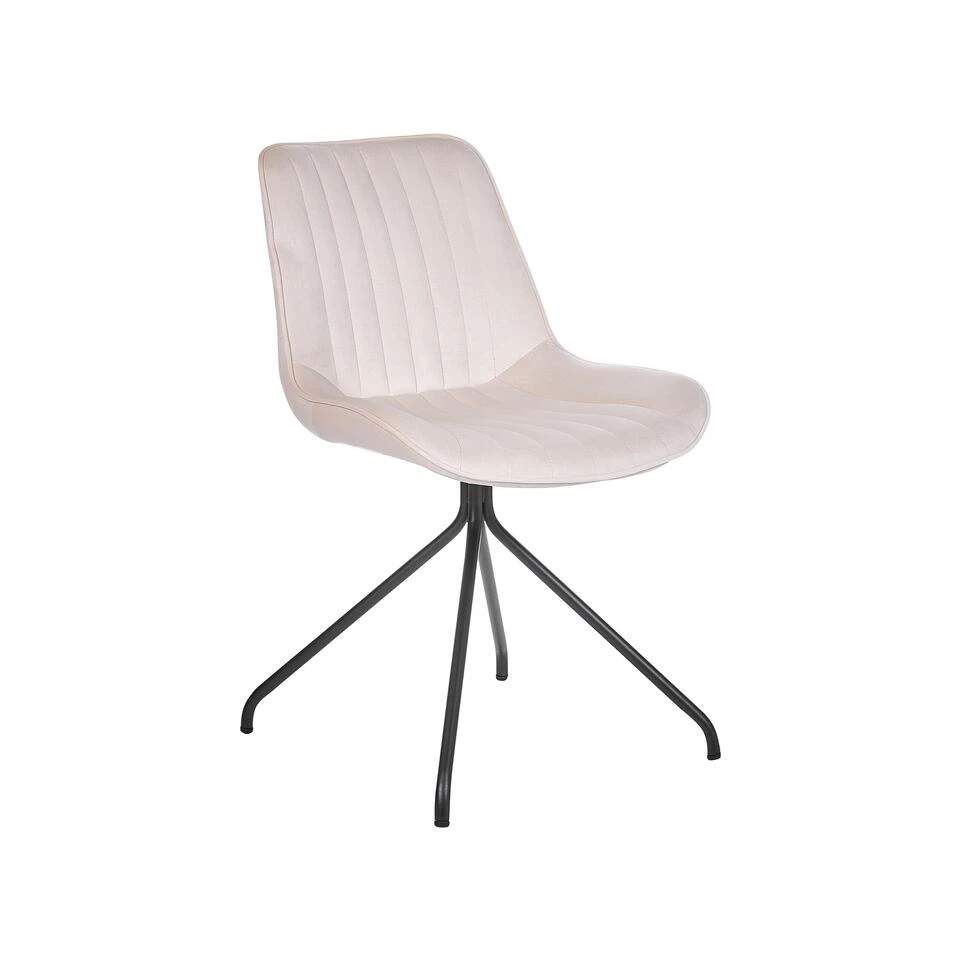 Beliani Eetkamerstoel NAVASOTA - Beige Fluweel 6 Beliani Eetkamerstoel NAVASOTA - Beige Fluweel - Afbeelding 4