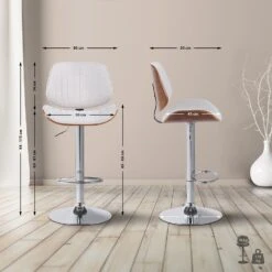 CLP Barkruk Clawson Chroom Frame - Stof - Walnoot/creme -Leen Bakker Winkel 148652f070c24900ba612363849723b5