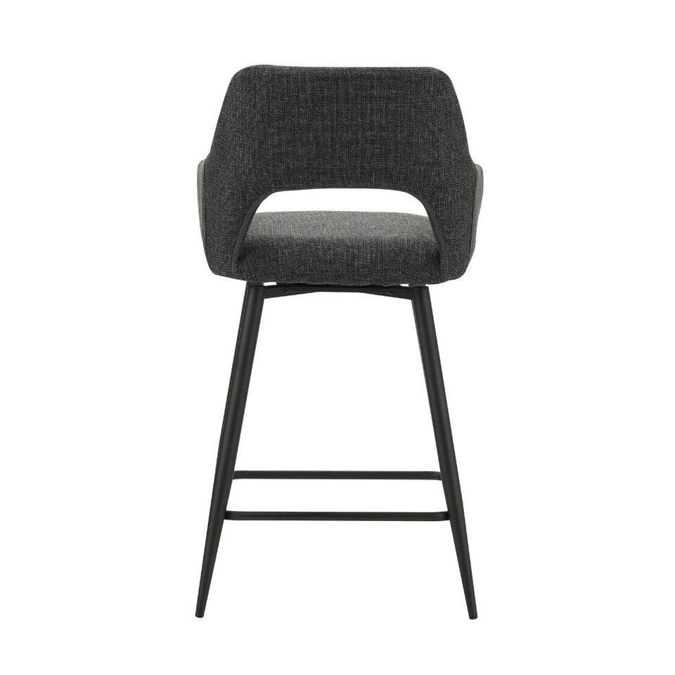 Barkruk Skye Draaibaar Met Armleuning Zwart - Zithoogte 66,50 Cm - Stof - Zwart 9 Barkruk Skye Draaibaar Met Armleuning Zwart - Zithoogte 66,50 Cm - Stof - Zwart - Afbeelding 7