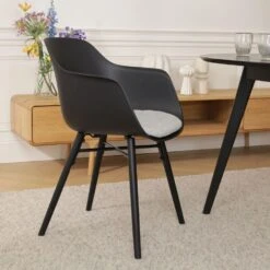 Nolon Nena-Liz Eetkamerstoel Zwart - Lichtgrijs - Zwarte Houten Poten -Leen Bakker Winkel 166a9fb3aaa1485f9e94535b7c9bde20