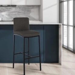 CLP Barkruk Freeport Zwart Frame - Stof - Donkergrijs -Leen Bakker Winkel 1758119714e74a8fb75a09693baf102c