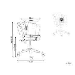 Beliani Bureaustoel MONTICELLO - Blauw Fluweel -Leen Bakker Winkel 177a820e170941db914544b46dd61a1f