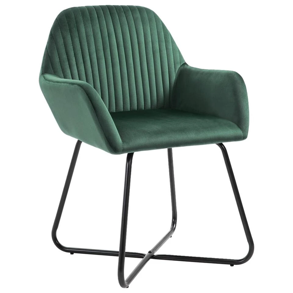 VidaXL Eetkamerstoelen 2 St Fluweel Groen 5 VidaXL Eetkamerstoelen 2 St Fluweel Groen - Afbeelding 3