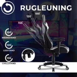 Ocazi New York Gaming Stoel - Bureaustoel - Zwart/Wit -Leen Bakker Winkel 17999cac24704206b119cf333f447f46