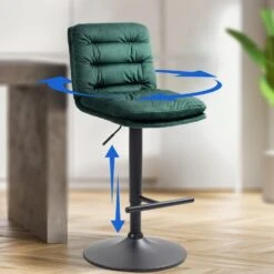 CLP Barkruk Damar Zwart Frame - Fluweel - Groen -Leen Bakker Winkel 18be5ac248854a85ab50df5142c64f1c