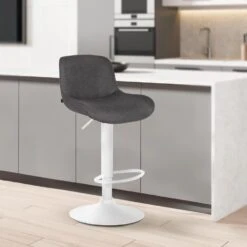 CLP Set Van 2 Barkruk Solon Wit Frame - Stof - Donkergrijs -Leen Bakker Winkel 1b7eaae366314aeb832efd28720f5d45