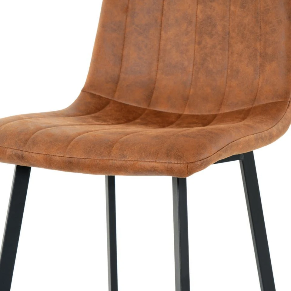 2x Eetkamerstoel Minsk - Microleder - Cognac 4 2x Eetkamerstoel Minsk - Microleder - Cognac - Afbeelding 2