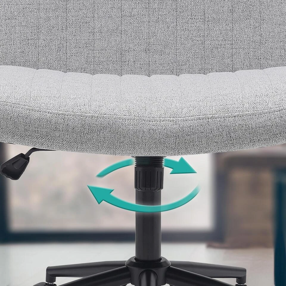 CLP Bureaustoel Kingman Zwart Frame - Stof - Licht Grijs 7 CLP Bureaustoel Kingman Zwart Frame - Stof - Licht Grijs - Afbeelding 5