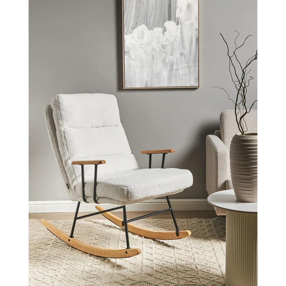 ESKELIN - Schommelstoel - Off-white - Bouclé 4 ESKELIN - Schommelstoel - Off-white - Bouclé - Afbeelding 2