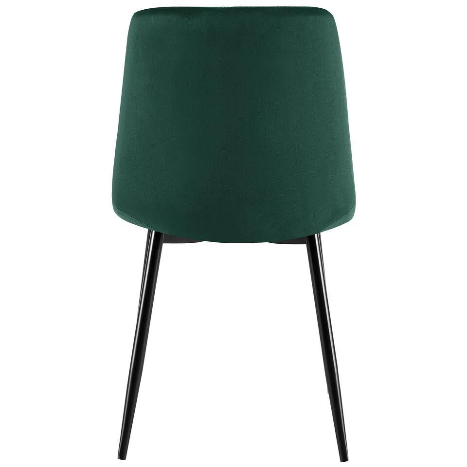 CLP Eetkamerstoel Clairton Zwart Frame - Fluweel - Donkergroen 9 CLP Eetkamerstoel Clairton Zwart Frame - Fluweel - Donkergroen - Afbeelding 7