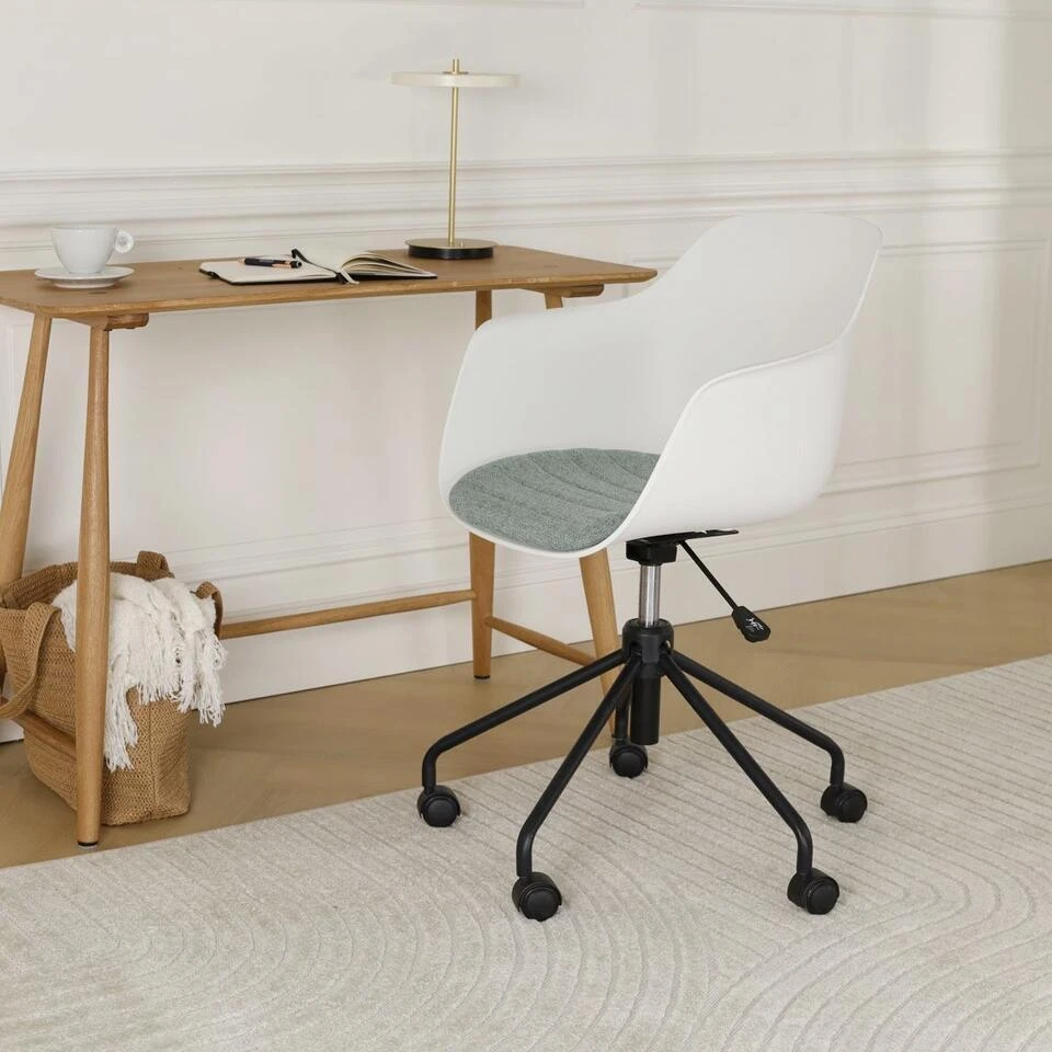 Nolon Nout-Liz Bureaustoel Wit - Zacht Groen Kussen - Zwart Onderstel 8 Nolon Nout-Liz Bureaustoel Wit - Zacht Groen Kussen - Zwart Onderstel - Afbeelding 6