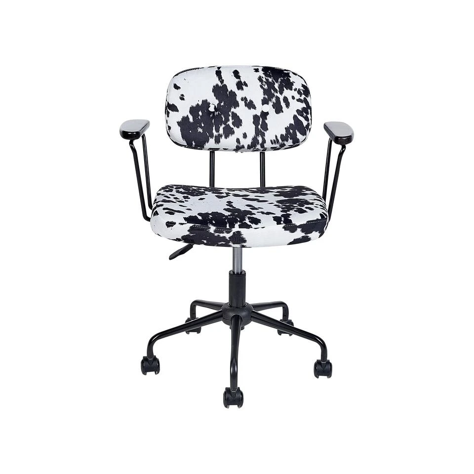 Beliani Bureaustoel ALGERITA - Zwart/Wit Fluweel 6 Beliani Bureaustoel ALGERITA - Zwart/Wit Fluweel - Afbeelding 4