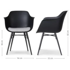 Nolon Nena-Liz Eetkamerstoel Zwart - Lichtgrijs - Zwarte Houten Poten -Leen Bakker Winkel 274447b08e634903a99bd11585e07f55