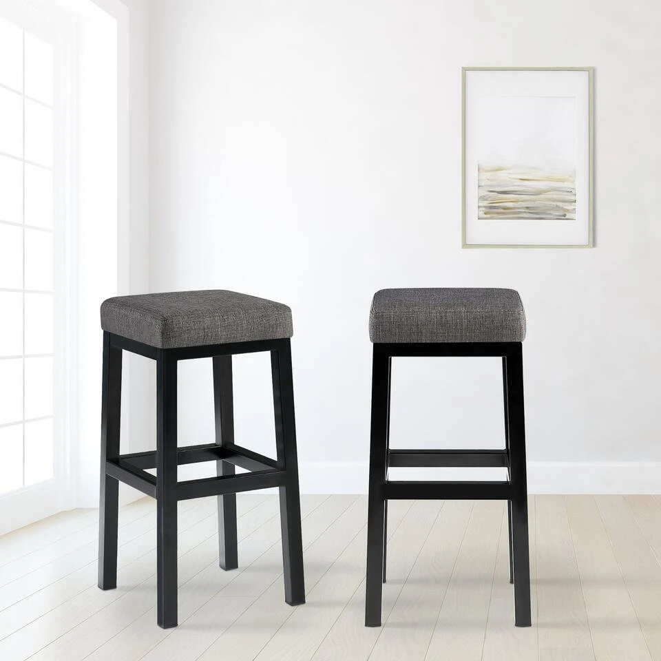 CLP Barkruk Taylor Zwart Frame - Stof - Grijs 5 CLP Barkruk Taylor Zwart Frame - Stof - Grijs - Afbeelding 3