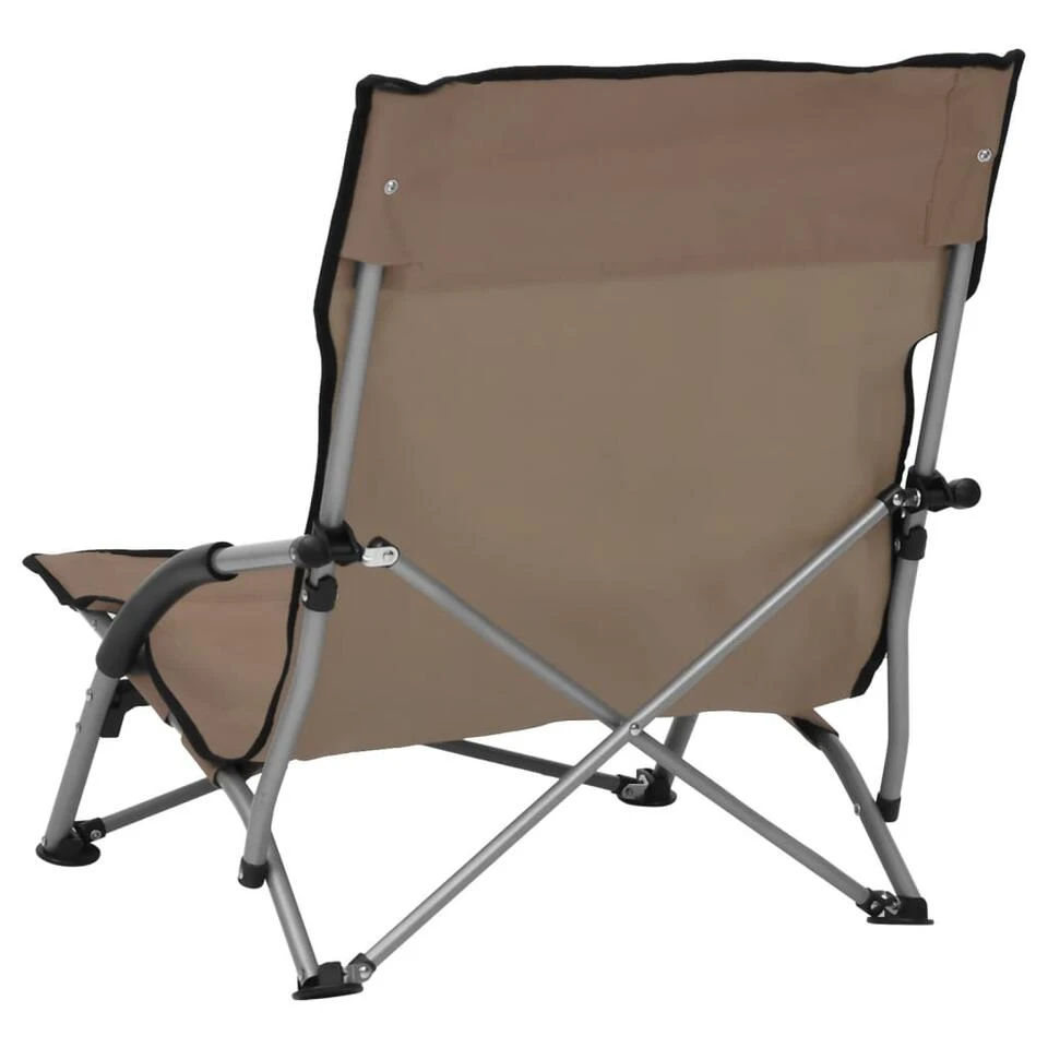 VidaXL Strandstoelen 2 St Inklapbaar Stof Taupe 6 VidaXL Strandstoelen 2 St Inklapbaar Stof Taupe - Afbeelding 4