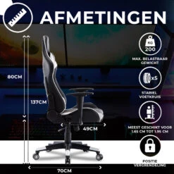Ocazi New York Gaming Stoel - Bureaustoel - Zwart/Wit -Leen Bakker Winkel 29f865e7b4d54d239a9fc8657727f4ae