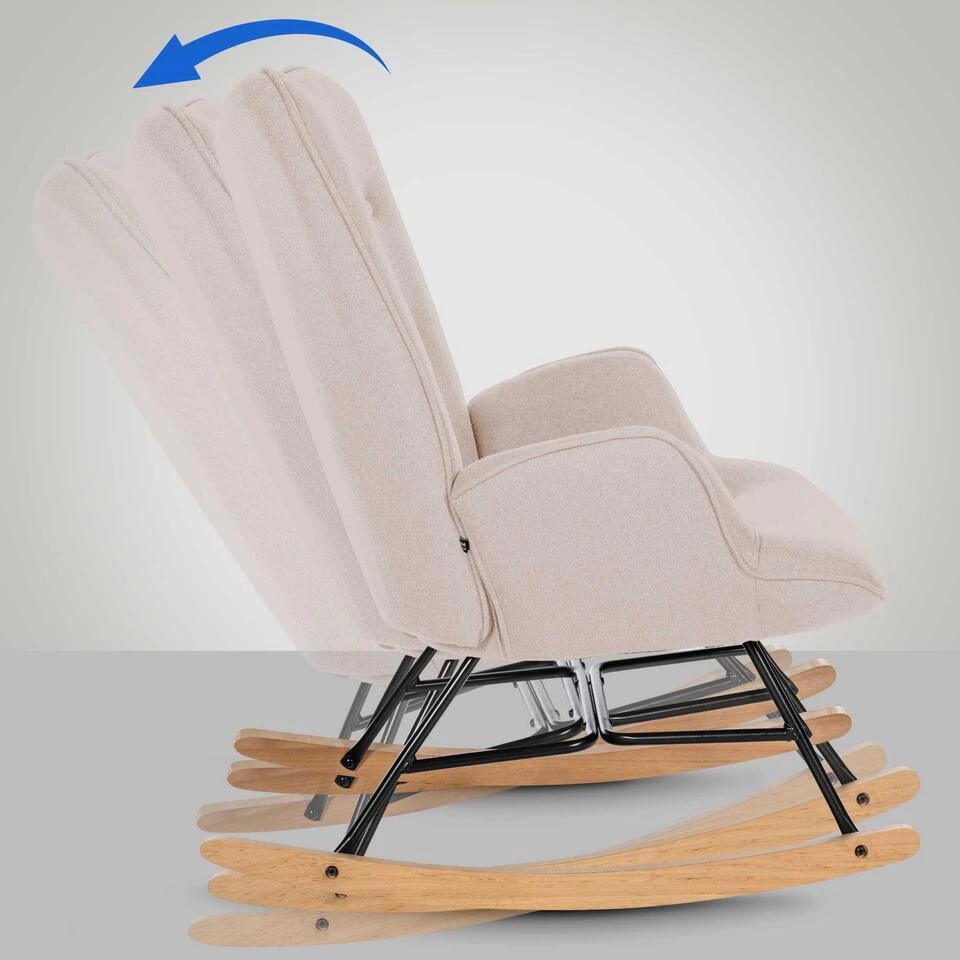 CLP Schommelstoel Sanka Stof - Creme 6 CLP Schommelstoel Sanka Stof - Creme - Afbeelding 4