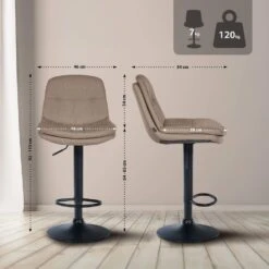 CLP Barkruk Laurel Zwart Frame - Stof - Taupe -Leen Bakker Winkel 2c23b6cdaa0d4e7785a5c0db2a7fcc31