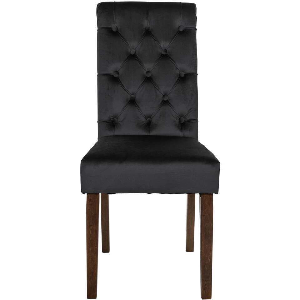 CLP Eetkamerstoel Lisburn Walnoot Frame - Fluweel - Zwart 9 CLP Eetkamerstoel Lisburn Walnoot Frame - Fluweel - Zwart - Afbeelding 7