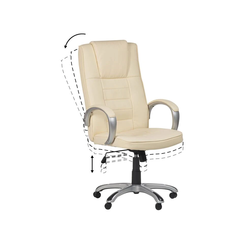 Beliani Bureaustoel GRANDEUR - Beige Kunstleer 6 Beliani Bureaustoel GRANDEUR - Beige Kunstleer - Afbeelding 4