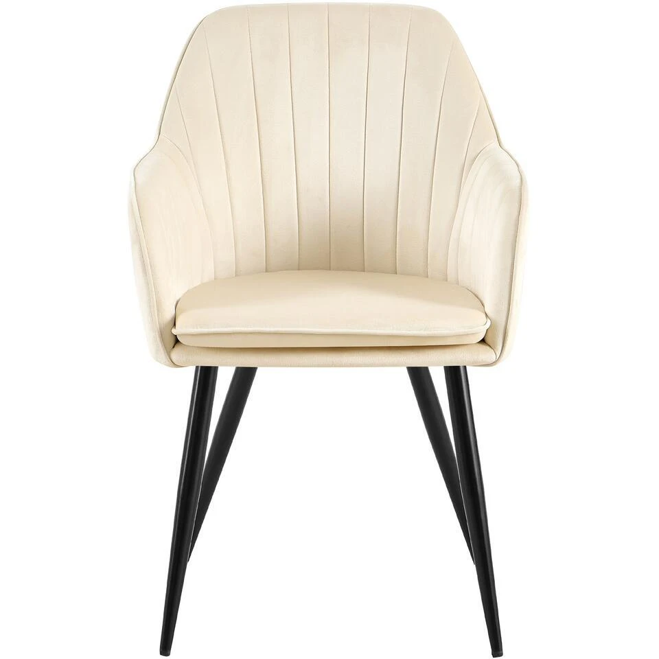 CLP Eetkamerstoel Cheryl Zwart Frame - Metaal - Creme 6 CLP Eetkamerstoel Cheryl Zwart Frame - Metaal - Creme - Afbeelding 4