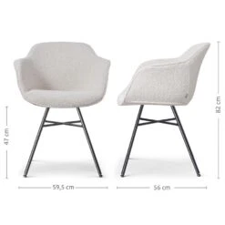 Nolon Noa-Mare Eetkamerstoel Bouclé Beige - Armleuning - Zwarte Poten -Leen Bakker Winkel 3157630bdf1c46e590ec6d7b0e327189