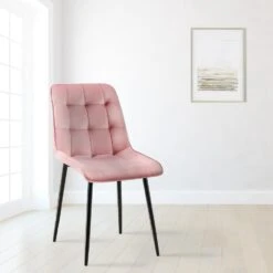 CLP Eetkamerstoel Gifford Mat Zwart Frame - Fluweel - Roze -Leen Bakker Winkel 32bde25438db44c7b36747d9b7cfa5f1