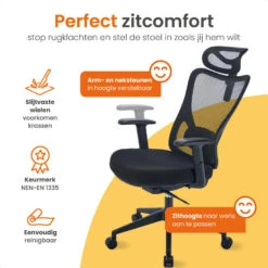 Goliving Ergonomische Bureaustoel - Kantoorstoel - Volwassenen - Zwart -Leen Bakker Winkel 374dd6012e124becafb95e16b17fa2b5