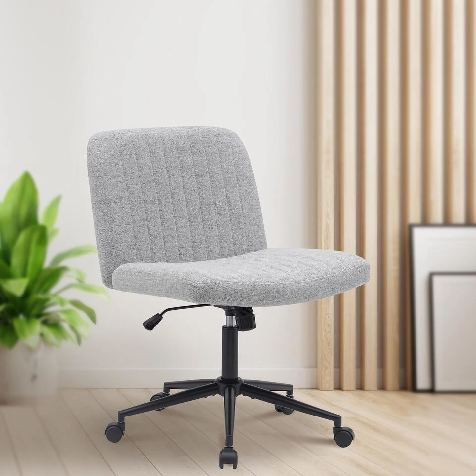 CLP Bureaustoel Kingman Zwart Frame - Stof - Licht Grijs 5 CLP Bureaustoel Kingman Zwart Frame - Stof - Licht Grijs - Afbeelding 3