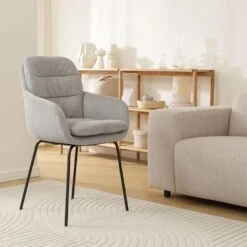 Nolon Nora-Mia Eetkamerstoel Grijs - Met Armleuning - Zwart -Leen Bakker Winkel 37c04905911f489296301069f76b641f