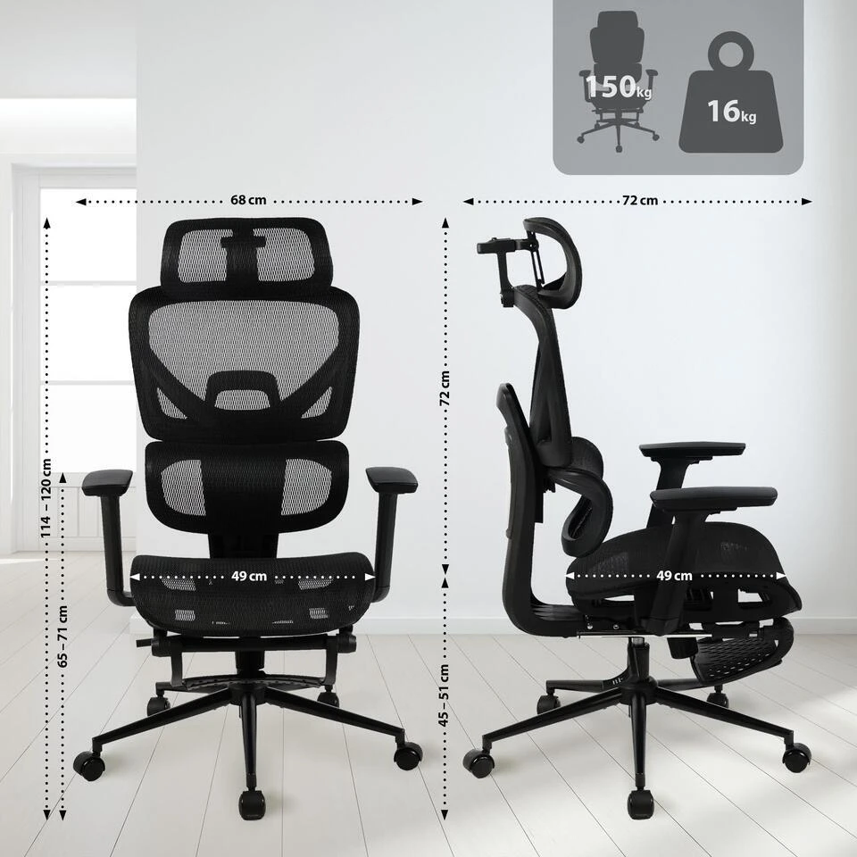 CLP Bureaustoel Beresford Zwart Frame - Stof - Zwart 4 CLP Bureaustoel Beresford Zwart Frame - Stof - Zwart - Afbeelding 2